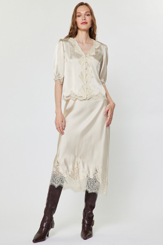 Current Air Lace Hem Midi Skirt