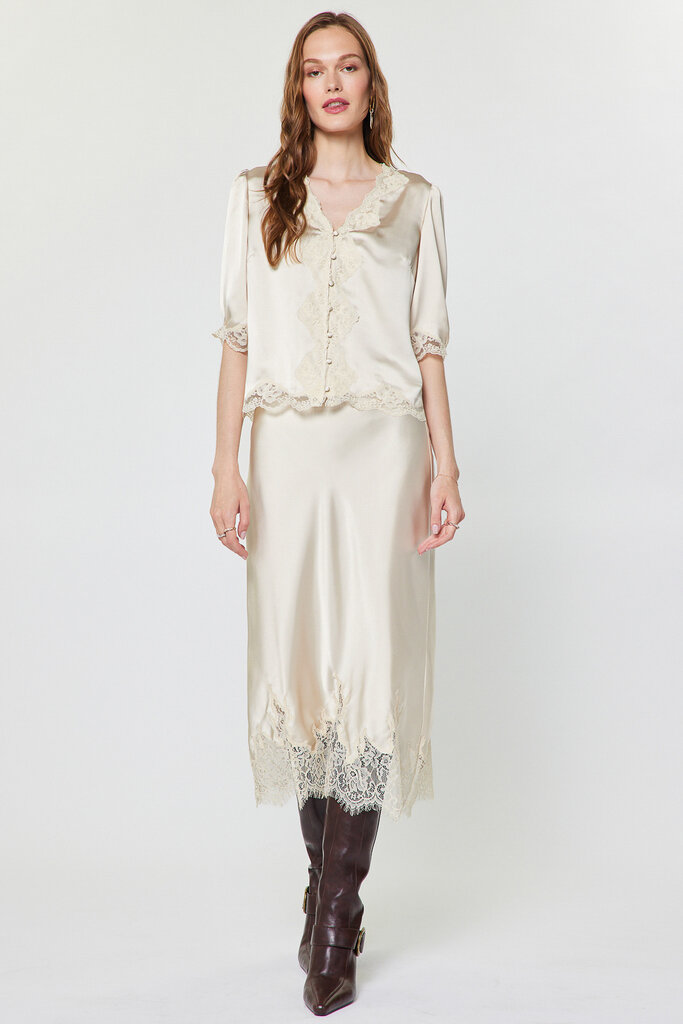 Current Air Lace Hem Midi Skirt