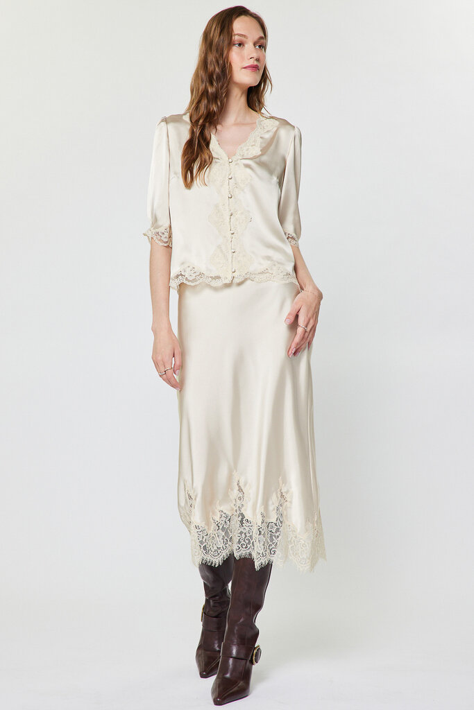 Current Air Lace Hem Midi Skirt