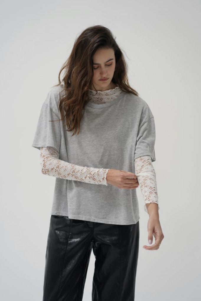 LNA Mirage Lace 2 piece L/S Top
