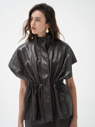 LNA Fairfax S/S Faux Leather Jacket Top