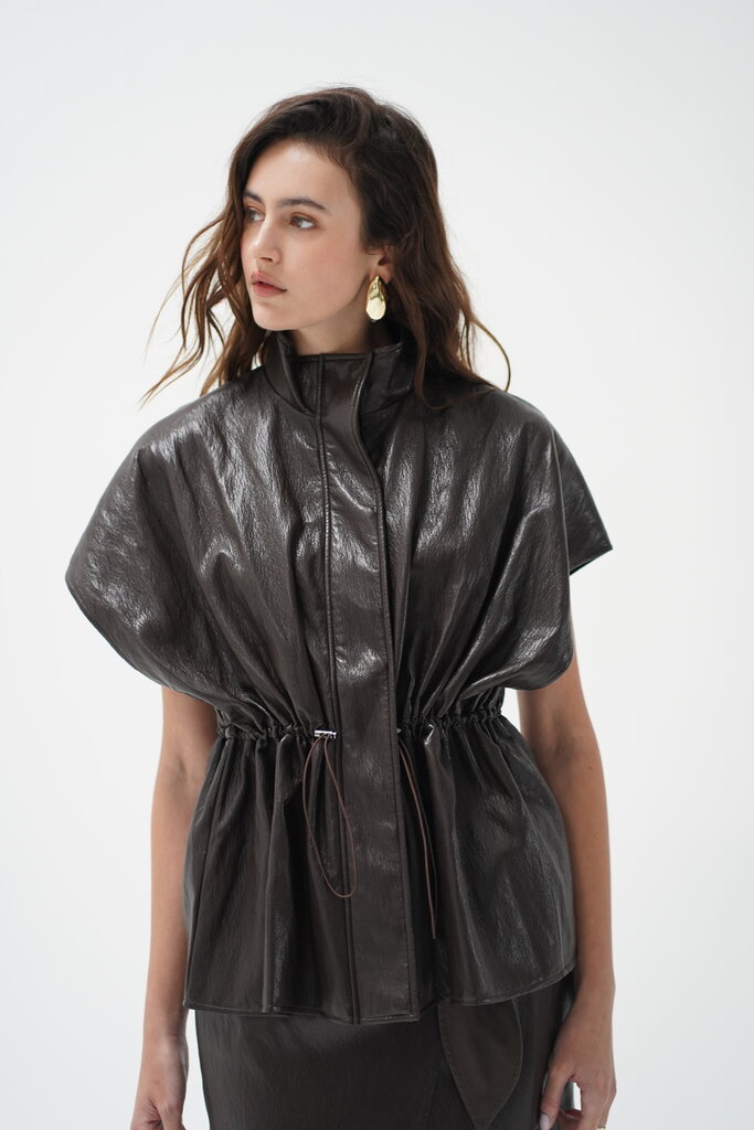 LNA Fairfax S/S Faux Leather Jacket Top