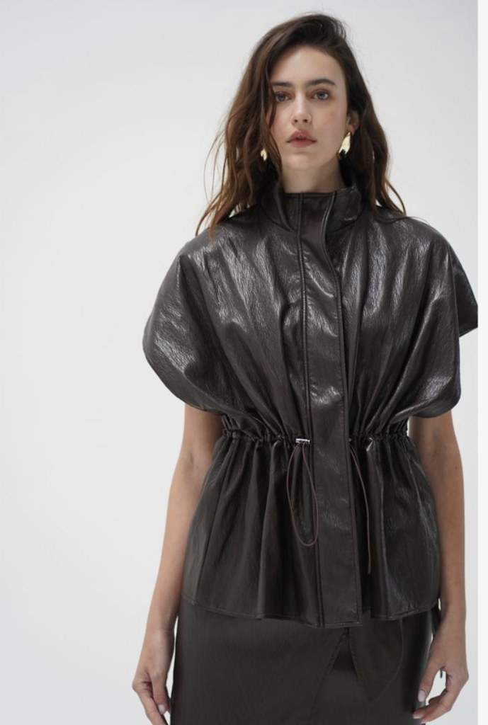 LNA Fairfax S/S Faux Leather Jacket Top