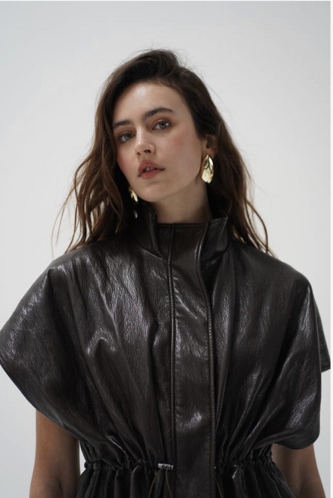 LNA Fairfax S/S Faux Leather Jacket Top