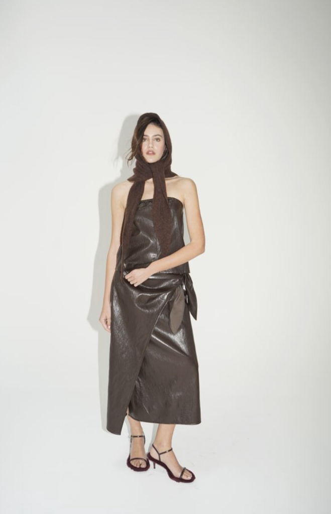 LNA Vega Faux Lthr Wrap Skirt