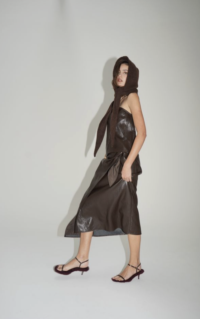 LNA Vega Faux Lthr Wrap Skirt