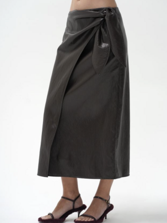 LNA Vega Faux Lthr Wrap Skirt