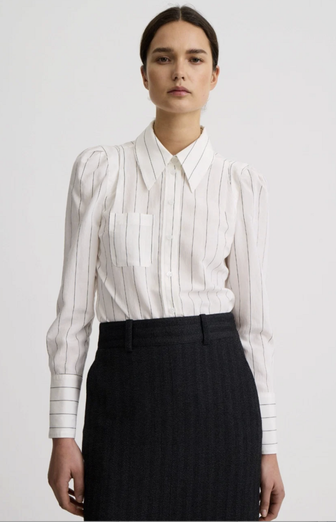Smythe Neck Tie Box Pleat Shirt