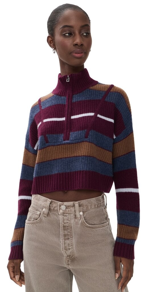 Staud Cropped Hampton Striped Sweater