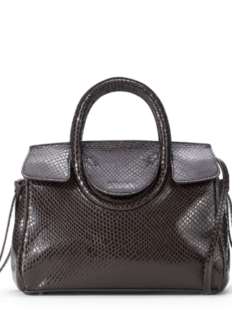 Staud Maude Mini Carryall in Espresso Snake