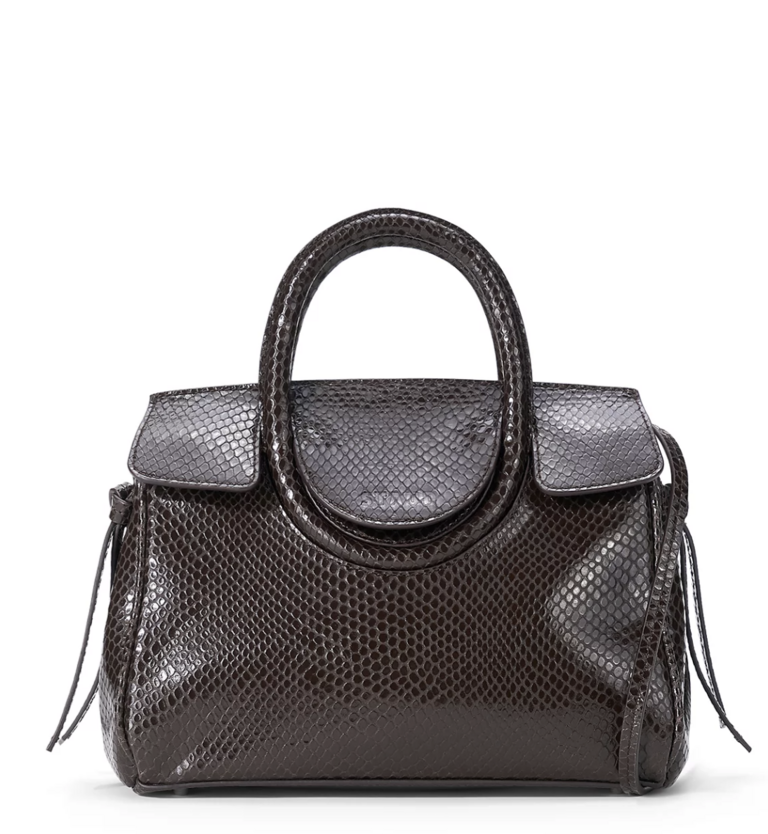 Staud Maude Mini Carryall in Espresso Snake