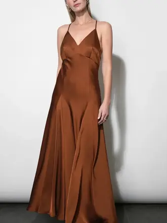 Greylin Etta Satin Cross Back Maxi Dress