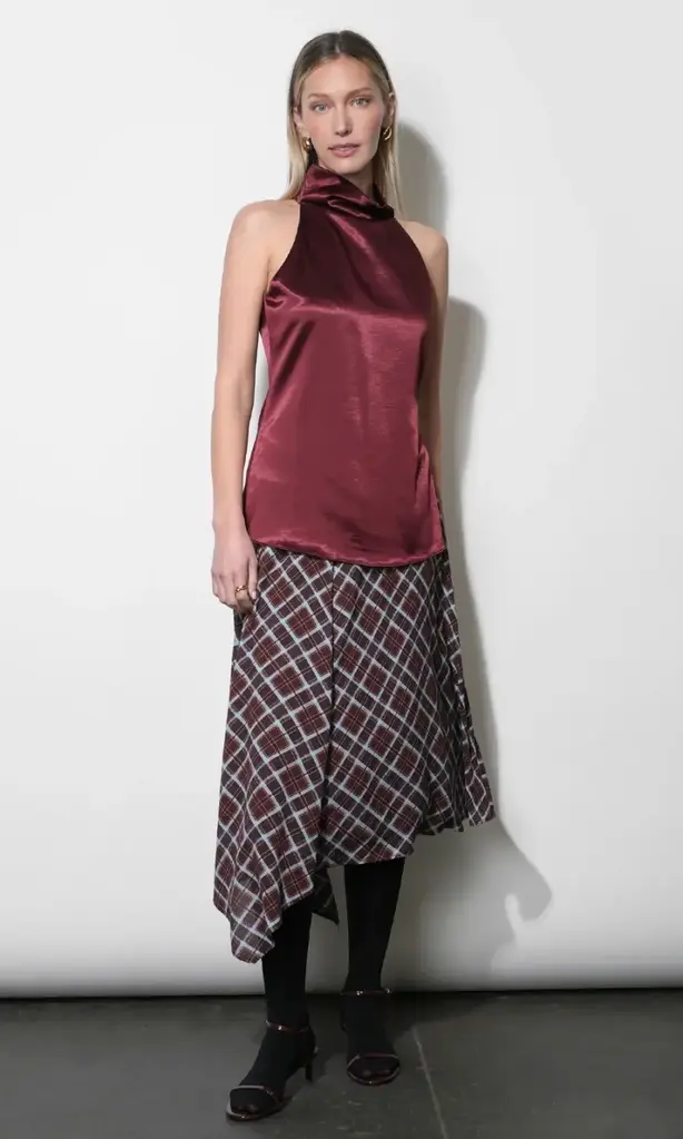 Greylin Addison Cowl Funnel Neck Halter Top