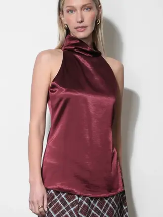 Greylin Addison Cowl Funnel Neck Halter Top