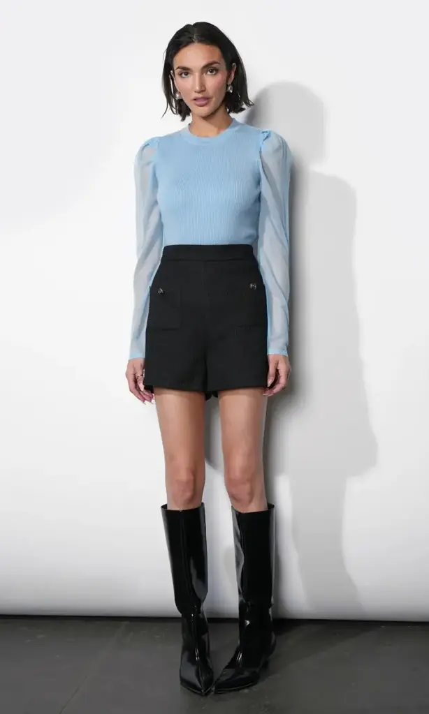 Greylin Honey Sheer Sleeve Sweater Top