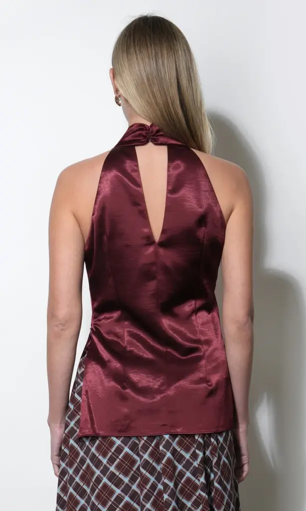 Greylin Addison Cowl Funnel Neck Halter Top