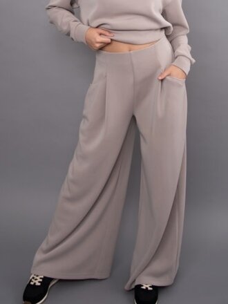 RD STYLE | HEDGE CARESSA SOFT KNIT PULL ON WIDE LEG PANT W/ PLEATS-BIRCH