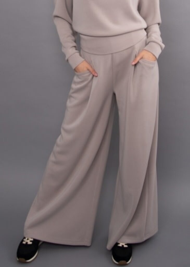 RD STYLE | HEDGE CARESSA SOFT KNIT PULL ON WIDE LEG PANT W/ PLEATS-BIRCH