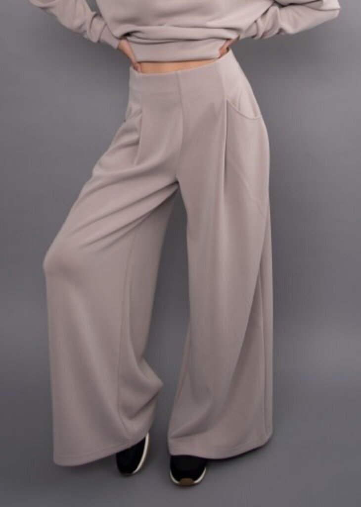 RD STYLE | HEDGE CARESSA SOFT KNIT PULL ON WIDE LEG PANT W/ PLEATS-BIRCH