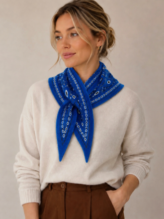 Lineta Betty Bandana Print Knit Triangle Scarf