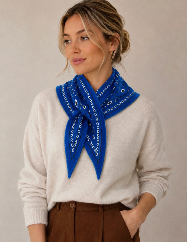 Lineta Betty Bandana Print Knit Triangle Scarf
