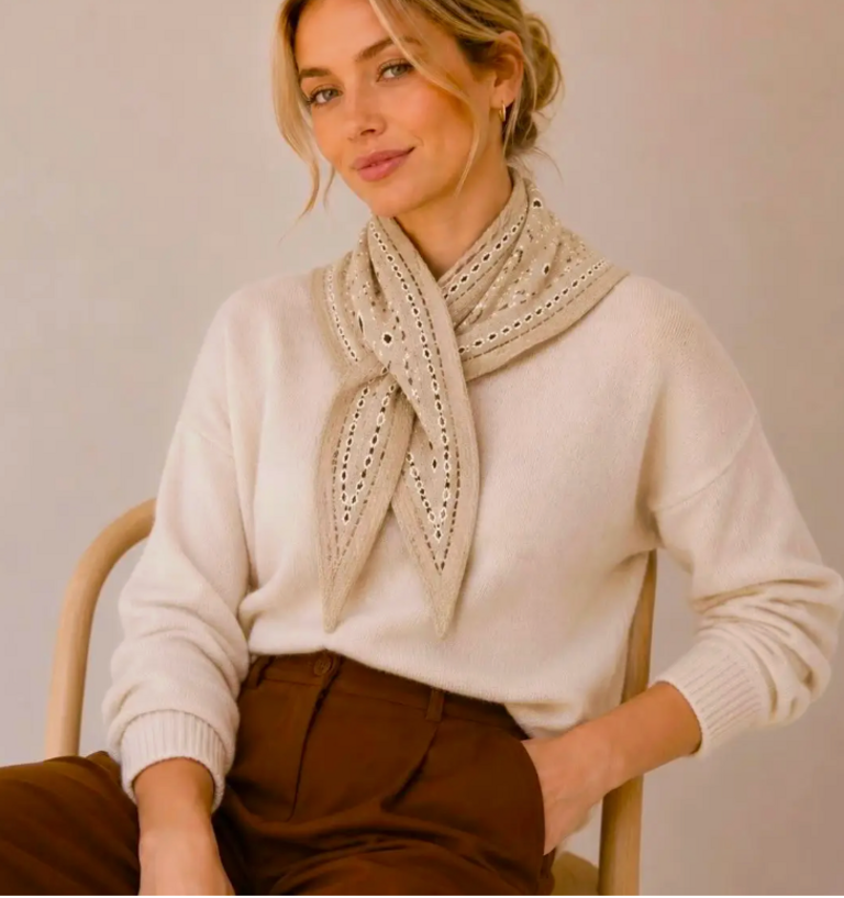 Lineta Betty Bandana Print Knit Triangle Scarf