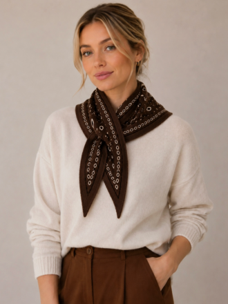 Lineta Betty Bandana Print Knit Triangle Scarf