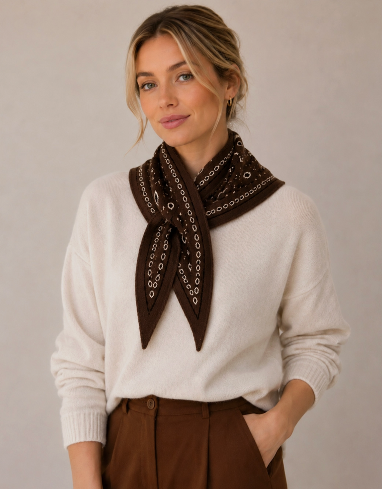 Lineta Betty Bandana Print Knit Triangle Scarf