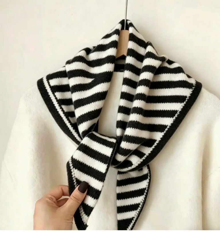 Lineta Susie Striped Knit Triangle Scarf