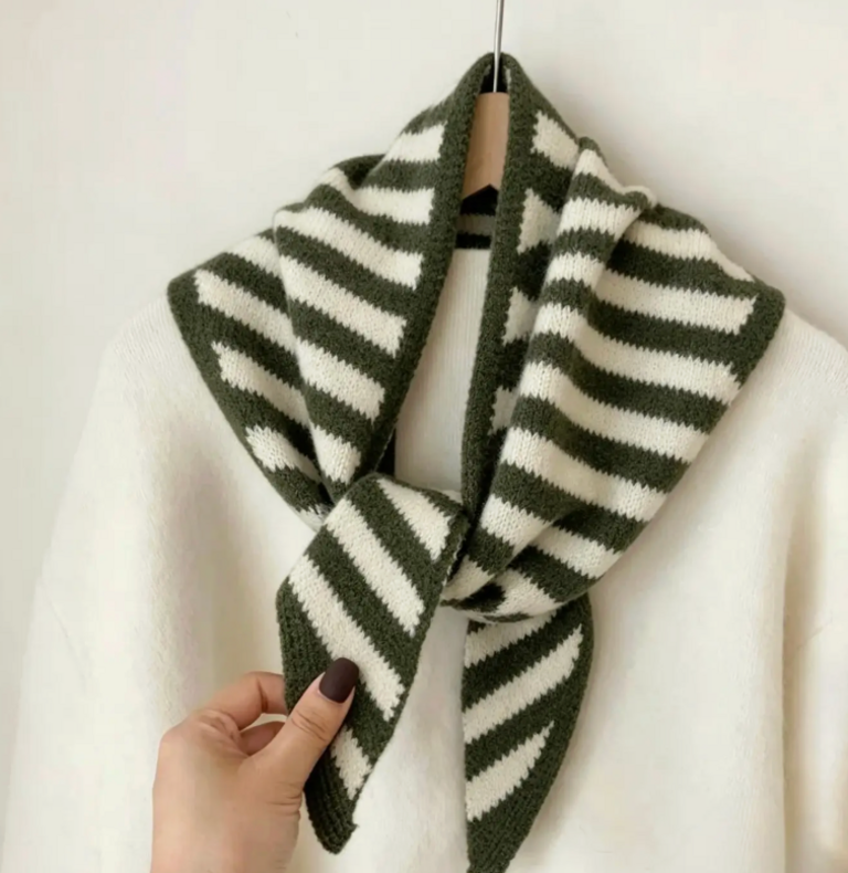 Lineta Susie Striped Knit Triangle Scarf