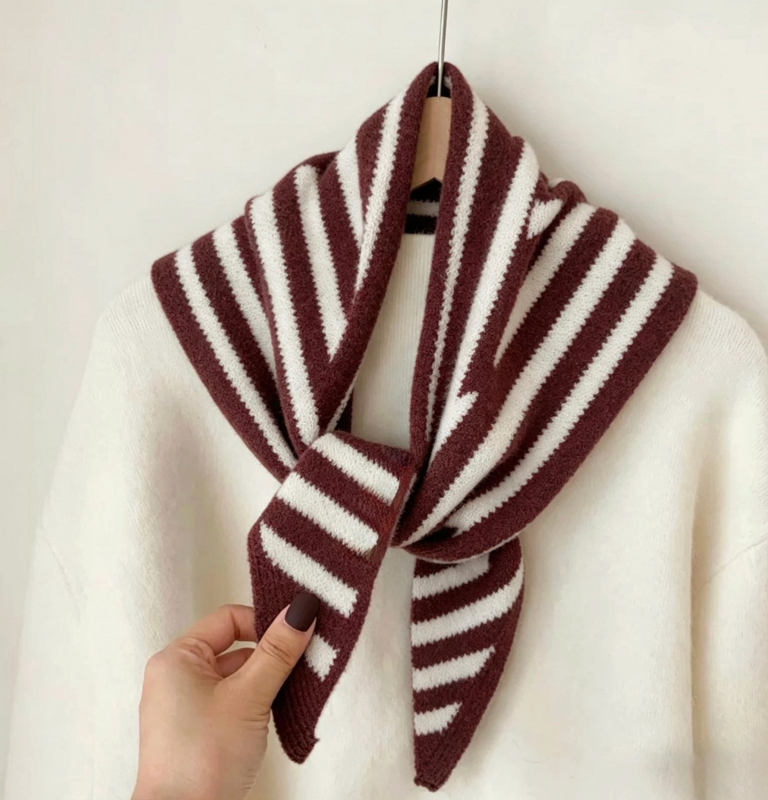 Lineta Susie Striped Knit Triangle Scarf