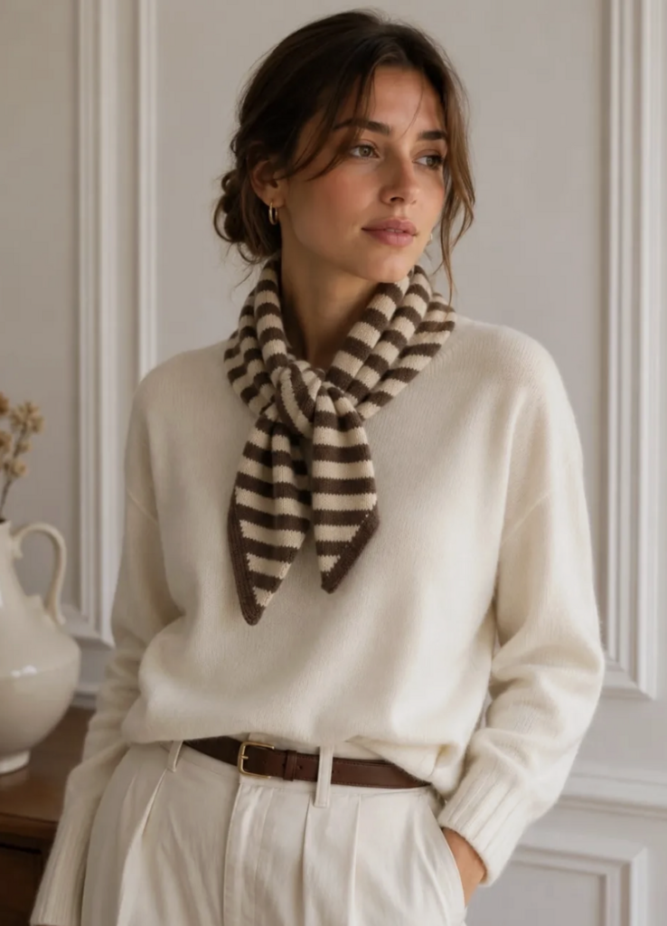 Lineta Susie Striped Knit Triangle Scarf