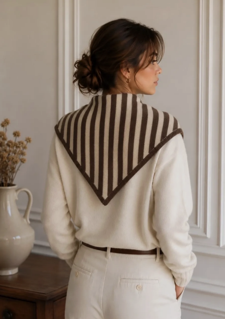 Lineta Susie Striped Knit Triangle Scarf