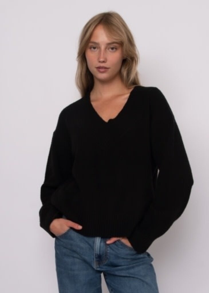 RD STYLE | HEDGE IDA LONG SLEEVE V-NECK PULL-OVER-BLACK