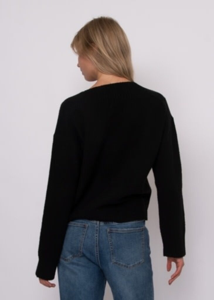 RD STYLE | HEDGE IDA LONG SLEEVE V-NECK PULL-OVER-BLACK