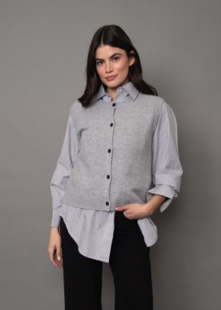 RD STYLE | HEDGE ORILLIA SLEEVELESS BUTTON FRONT VEST-FLINT GREY