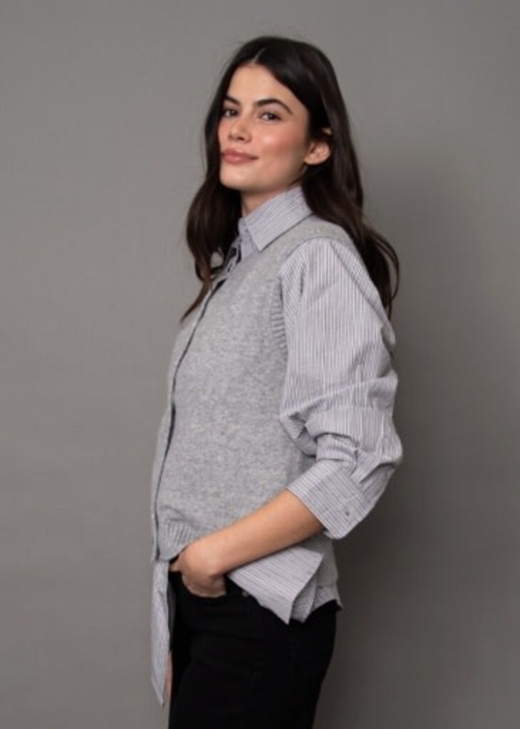 RD STYLE | HEDGE ORILLIA SLEEVELESS BUTTON FRONT VEST-FLINT GREY