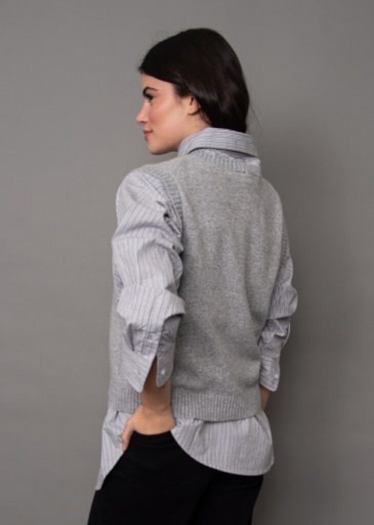 RD STYLE | HEDGE ORILLIA SLEEVELESS BUTTON FRONT VEST-FLINT GREY
