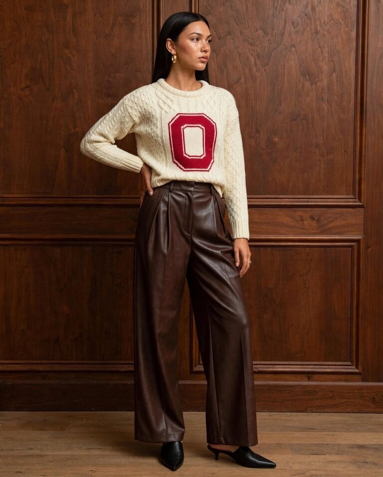 Collegiate Knitwear OSU Crew-Neck Fisherman's Sweater