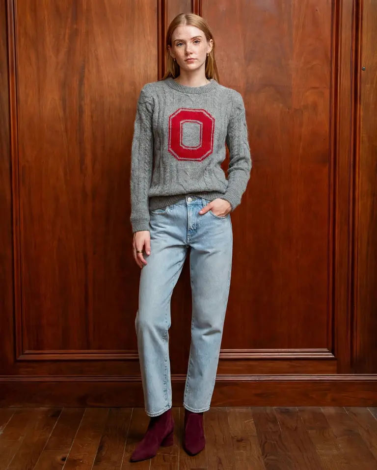 Collegiate Knitwear OSU Crew-Neck Fisherman's Sweater