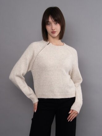 RD STYLE | HEDGE MANDISA LONG RAGLAN SLEEVE CREW PULL-OVER-LIGHT SAND HEATHER