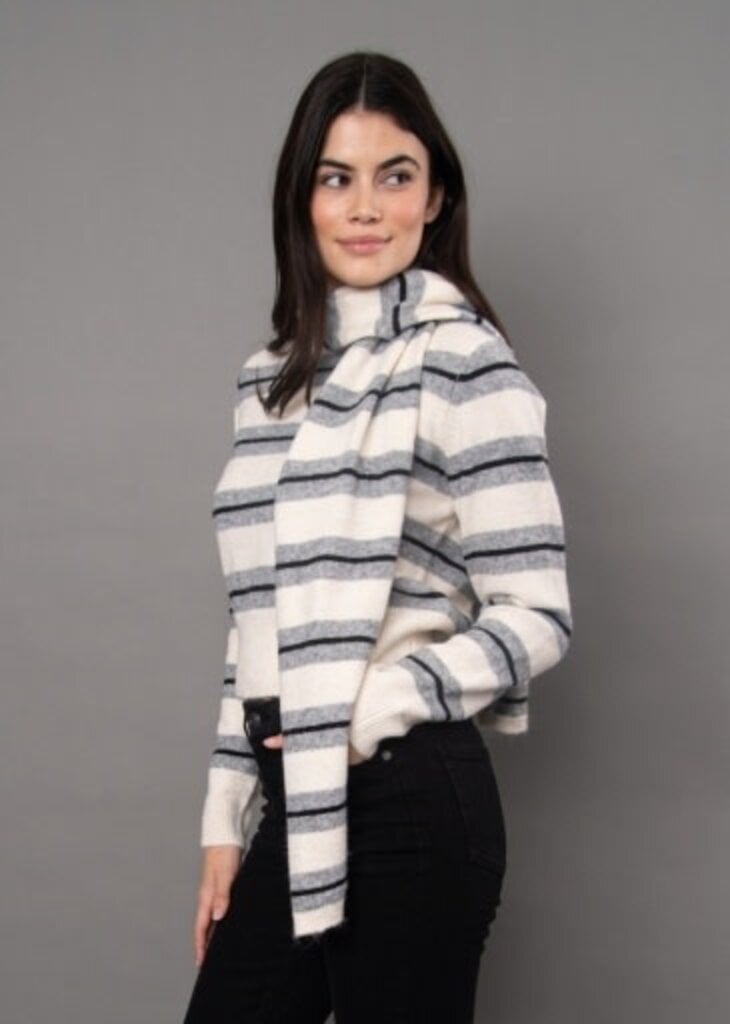 RD STYLE | HEDGE KAYA LONG SLEEVE CREW NECK STRIPE PULL-OVER WITH SCARF