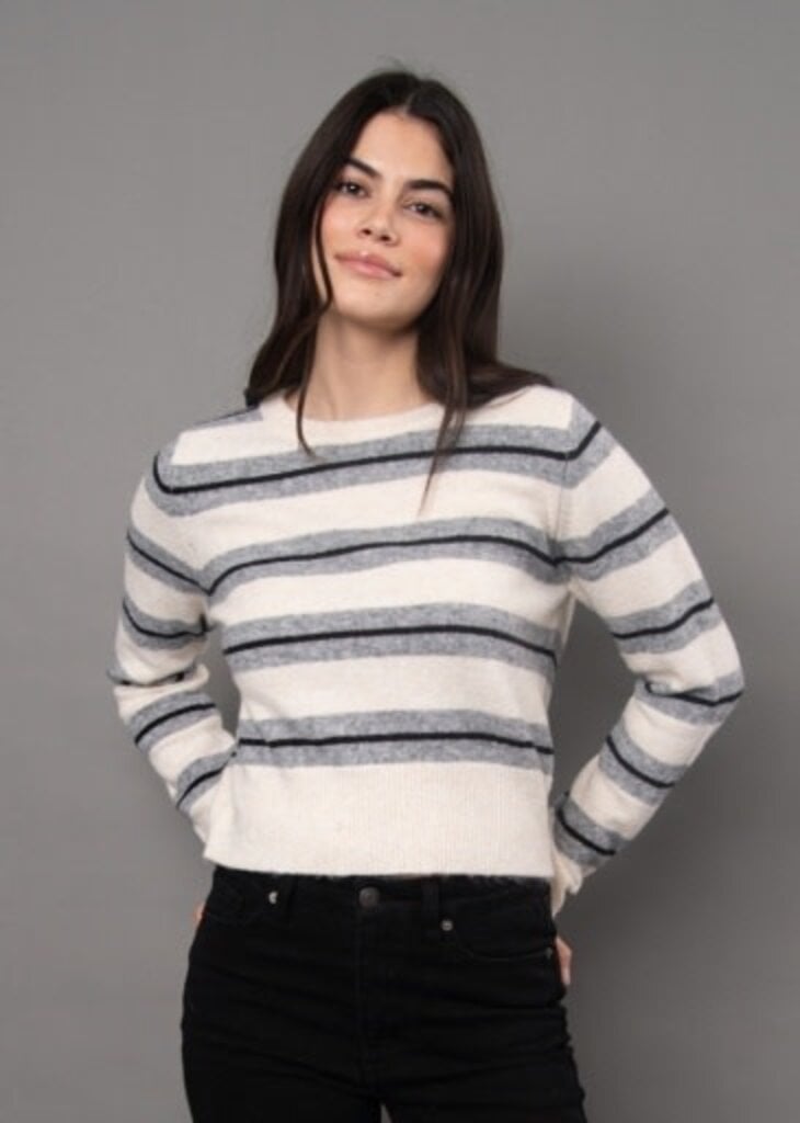 RD STYLE | HEDGE KAYA LONG SLEEVE CREW NECK STRIPE PULL-OVER WITH SCARF