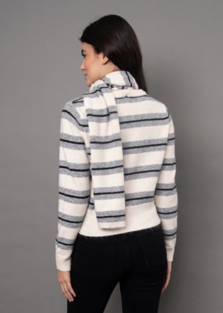 RD STYLE | HEDGE KAYA LONG SLEEVE CREW NECK STRIPE PULL-OVER WITH SCARF