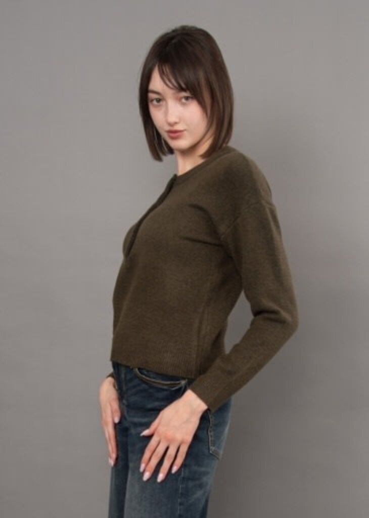 RD STYLE | HEDGE NISHA LONG SLEEVE HENLEY PULLOVER-OLIVE