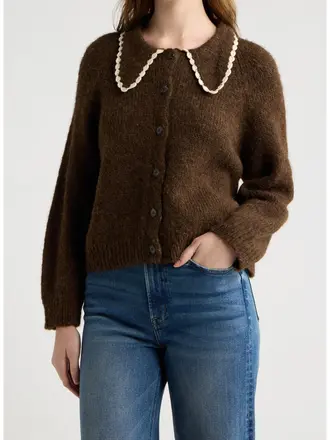 The Great The Crochet Collar Cardigan