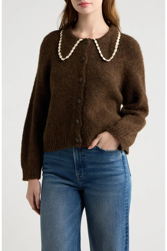 The Great The Crochet Collar Cardigan