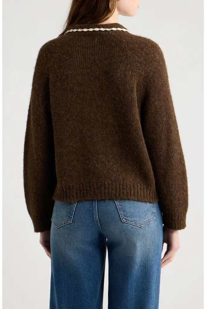 The Great The Crochet Collar Cardigan