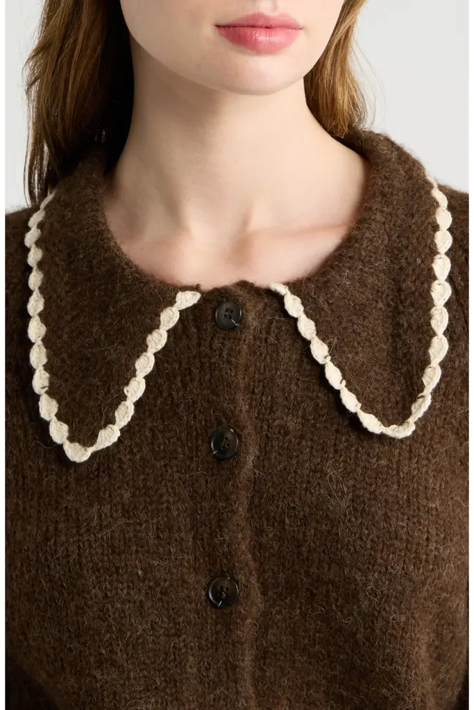 The Great The Crochet Collar Cardigan