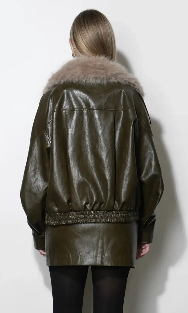 Greylin Sable Vegan leather jacket w/fur